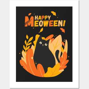 Happy Meoween, Halloween Cute Cat! Posters and Art